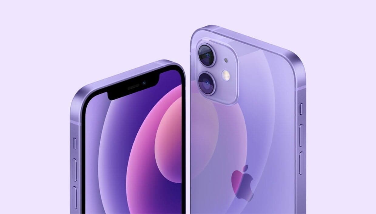 Apple iPhone 12 purple front and back