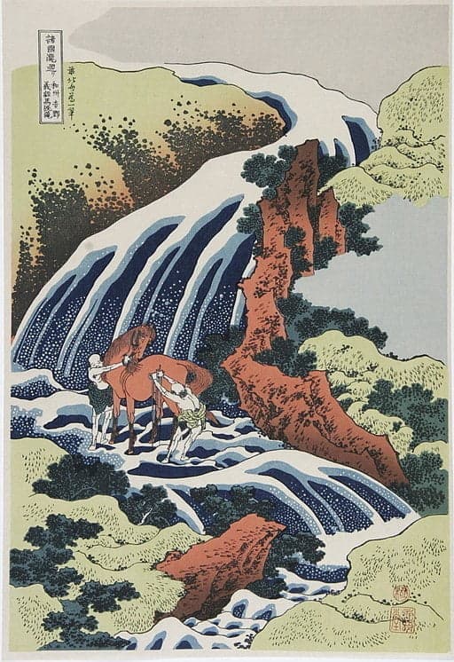 512px Katsushika Hokusai 1760 1849 In de Paarden was waterval 1835 1