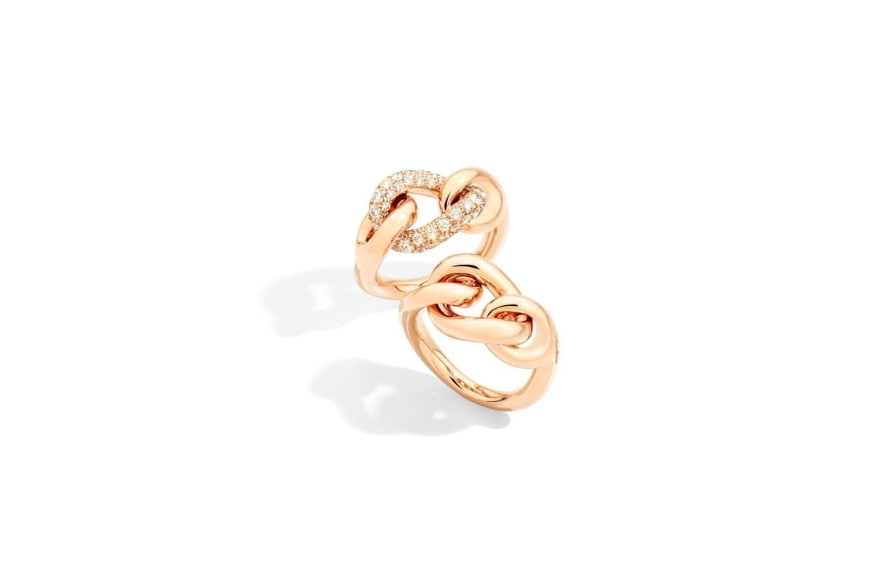 CATENE rings in rose gold and diamonds by Pomellato