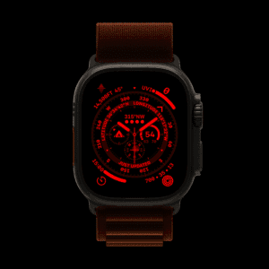 Apple Watch Ultra Orange Alpine Loop Wayfinder face Night Mode 220907 1