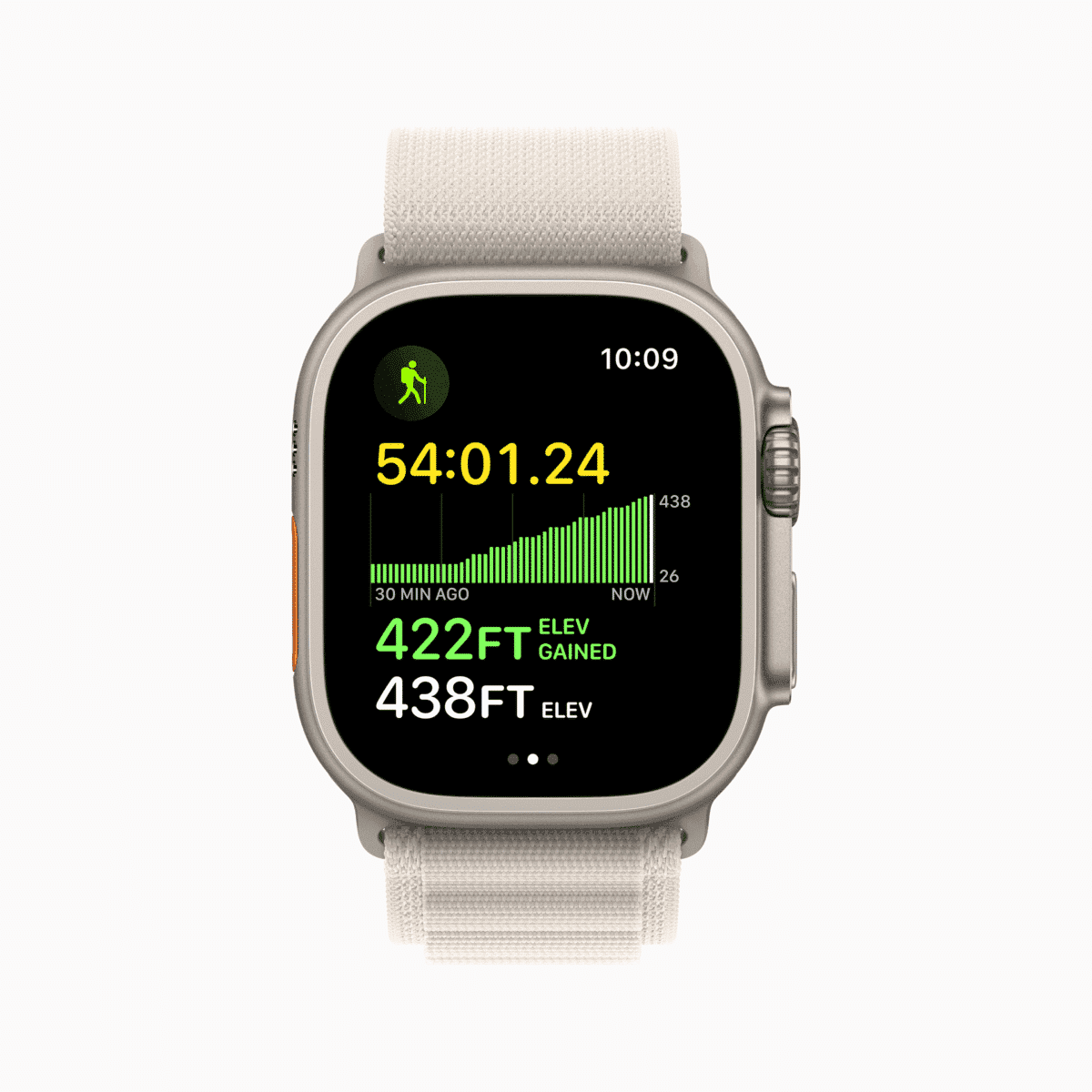 Apple Watch Ultra Starlight Alpine Loop Elevation metrics 220907 1