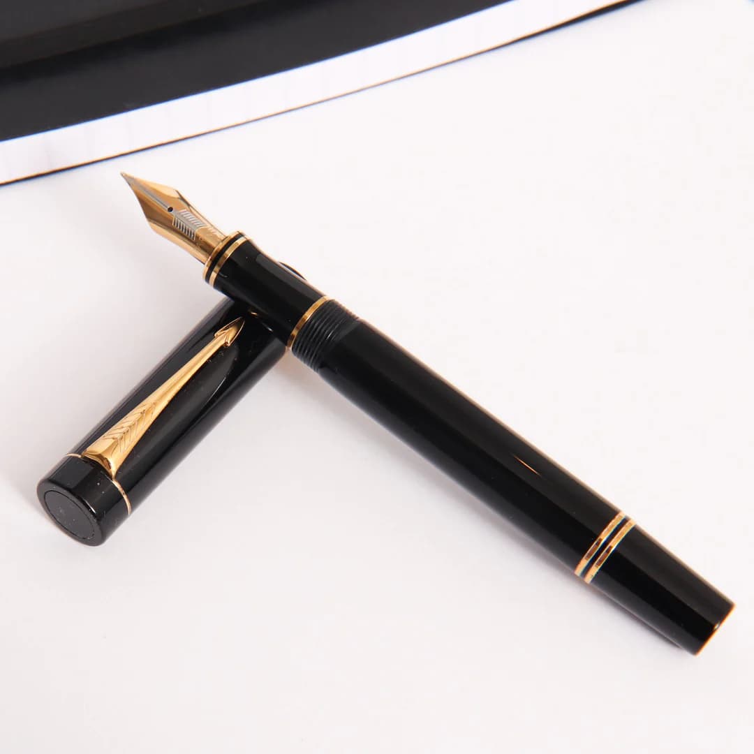 Parker Duofold Centennial Black Gold Fountain Pen 1080x