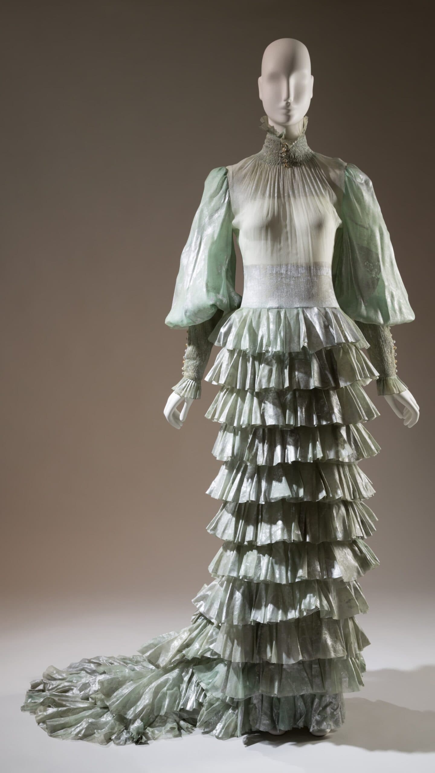 Alexander Mcqueen For Givenchy Silk Crinkle Chiffon Dress Fall 1999 United Kingdom