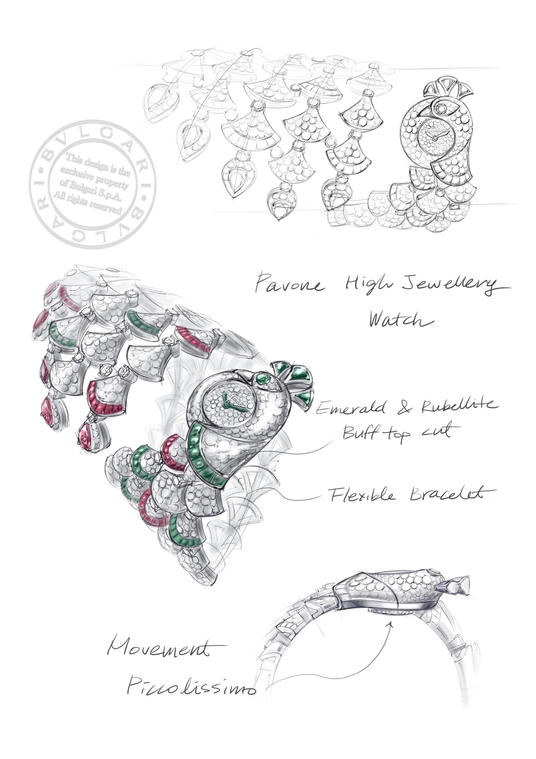 Bvlgari 2026 Pavone Bracelet HJW 104164 Sketch 001 1 1