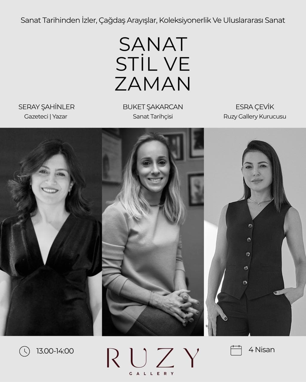 istanbul nisan ayi etkinlik takvimi RuzyGallery SanatciSohbetleri afis 2