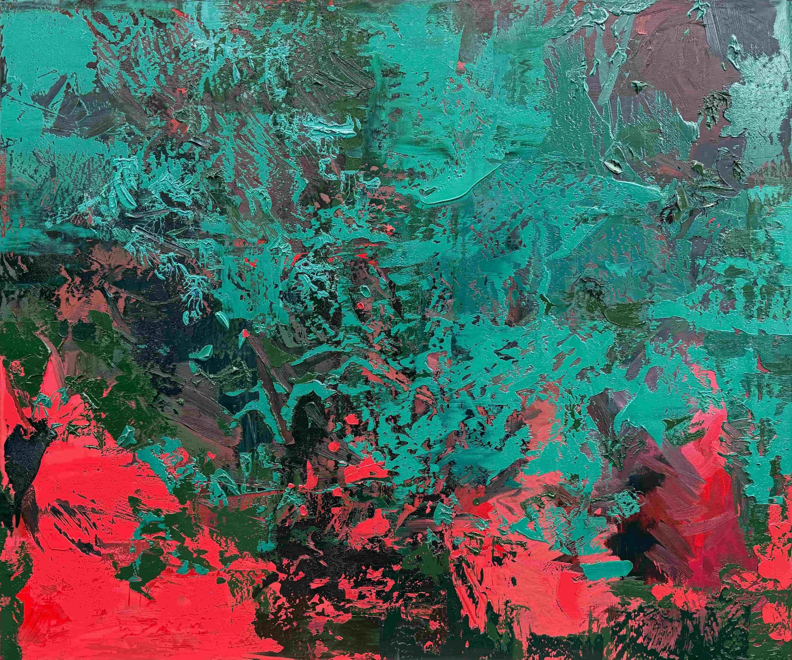 secil erel Evrensel Fragmanlar Yesillerle 2025 tuval uzerine yagli boya cm 1