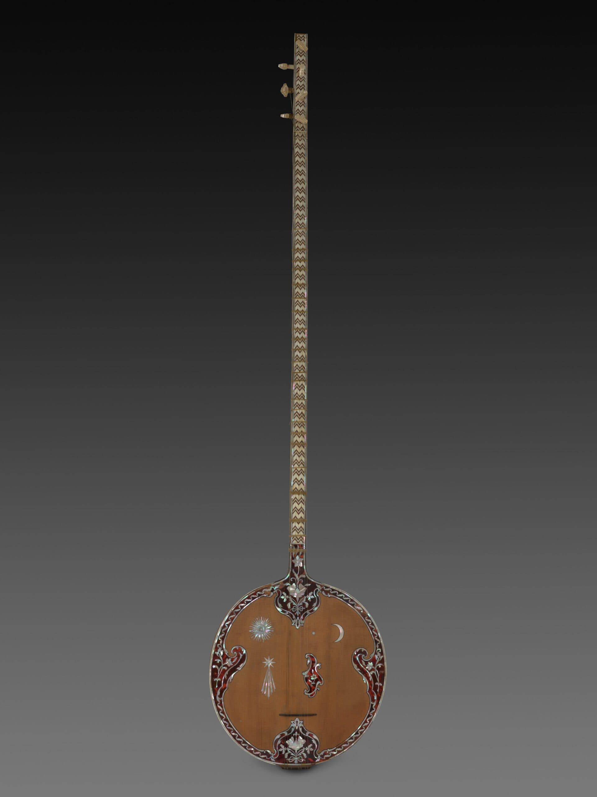 Long Necked Tanbur Lute Wood With Decoration İn İvory Tortoiseshell And Mother Of Pearl About
