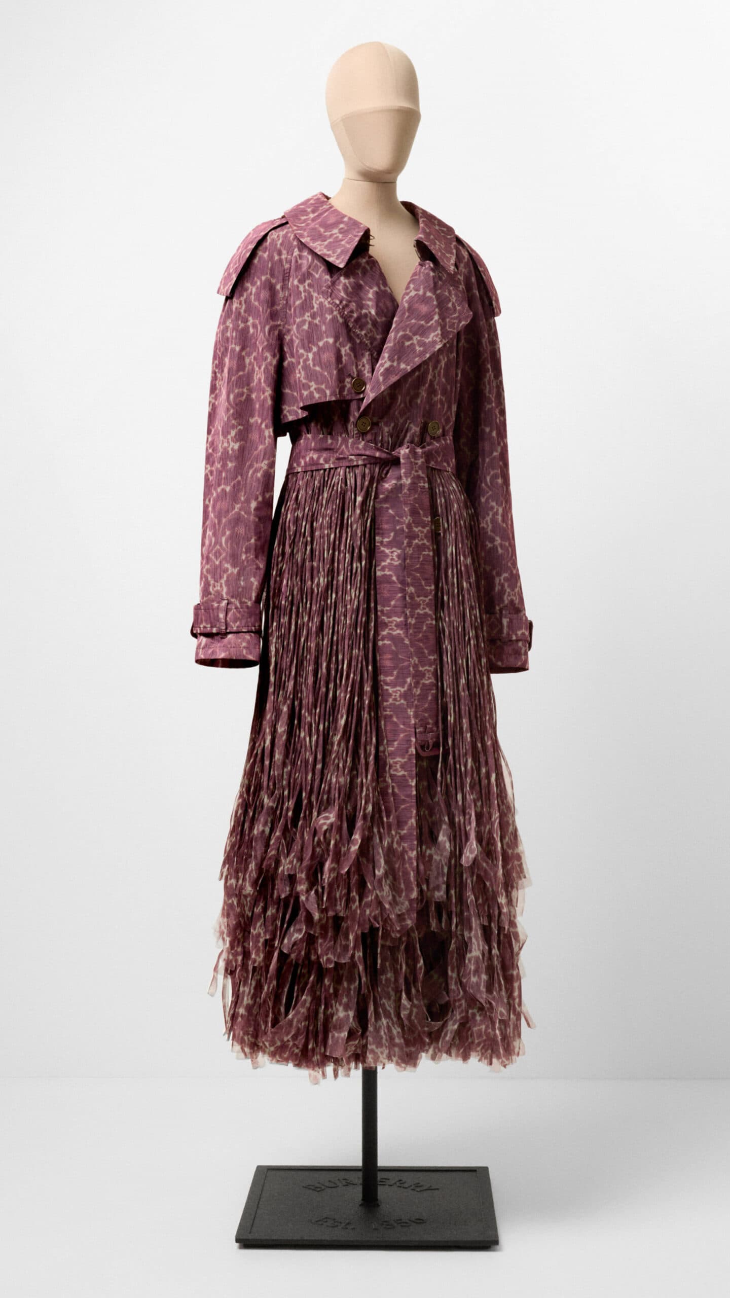 Burberry Trenckot Womens Purple Baroque Print Fringed Trench Coat Winter