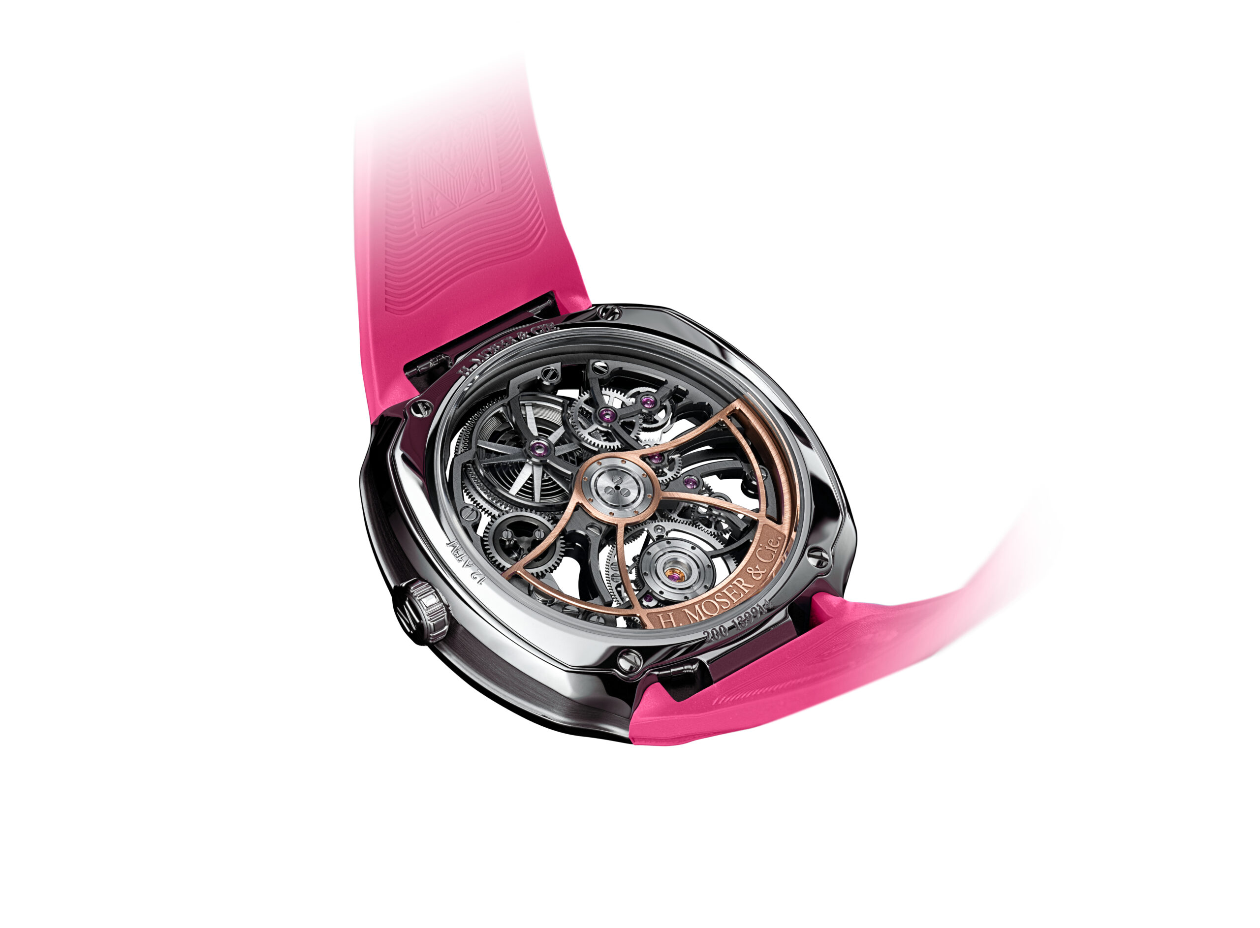 Şimdi Pembe: H. Moser & Cie. Streamliner Cylindrical Tourbillon Skeleton Alpine Limited Edition Pink Livery Şimdi Pembe: H. Moser &Amp; Cie. Streamliner Cylindrical Tourbillon Skeleton Alpine Limited Edition Pink Livery