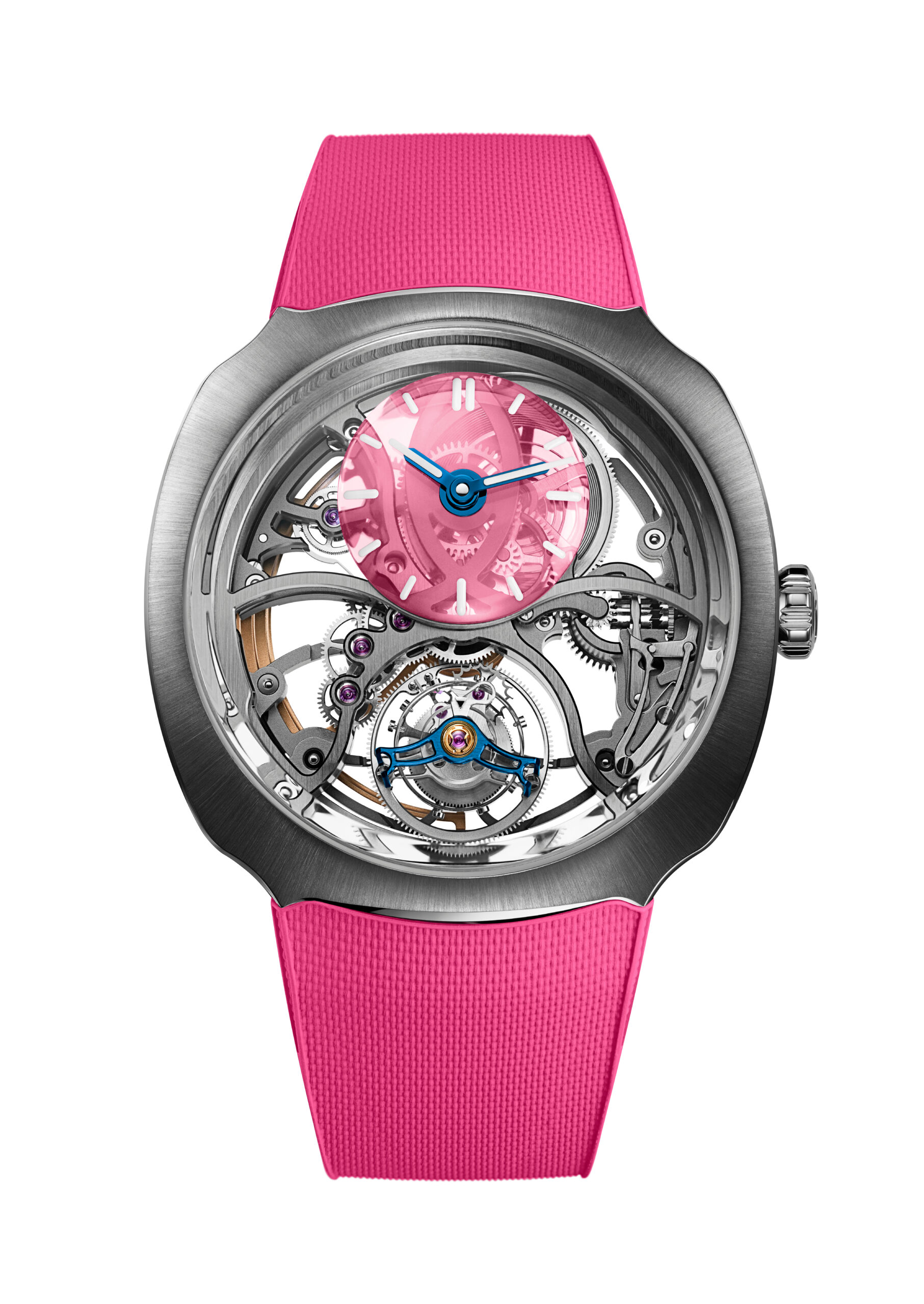 Şimdi Pembe: H. Moser & Cie. Streamliner Cylindrical Tourbillon Skeleton Alpine Limited Edition Pink Livery H. Moser &Amp; Cie. Streamliner Cylindrical Tourbillon Skeleton Alpine Limited Edition Pink Livery
